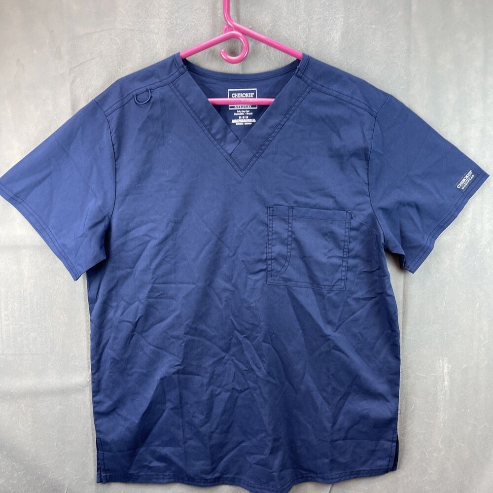 Cherokee Workwear Revolution Women Medium Scrub Top Blue